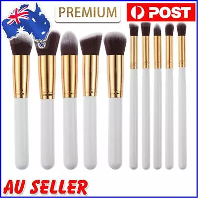 $13 • Buy 10pcs Professional Makeup Brush Set Foundation Eyeshadow Brushes(White+Gold AU