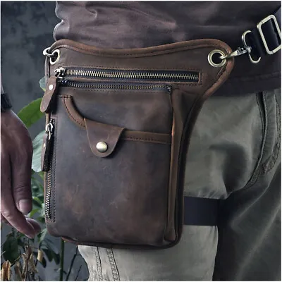 Genuine Leather Vintage Waist Pack Messenger Shoulder Drop Leg Thigh Hip Bum Bag • $32.99