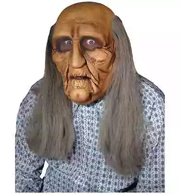 Old Man Realistic Grandpa Bald Elder Adult Mens Costume Latex 1/2 Mask With Hair • $44.95