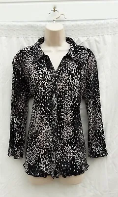 Ladies Shirtblouseblack Patterned60's70's80's Vintage Styleclassicsize 16 • £5.99