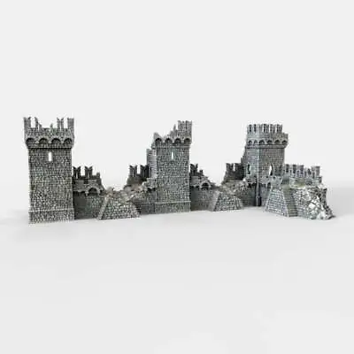 Ruined Castle Walls  Medieval Ramparts Bastions Fantasy 28mm Scenery Terrain • £20