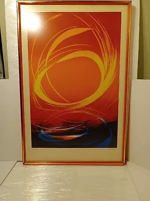 Mid Century Modern Vintage Abstract Art Lithograph Circles • $90