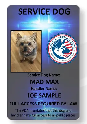 $7.99 • Buy Cross Service Dog/Emotional Support/Therapy Dog ID Card Pink Available Too