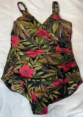 Miraclesuit Size 18 Black Olive Brown Fuchsia One Piece Ruched Side Padded Bra • $42