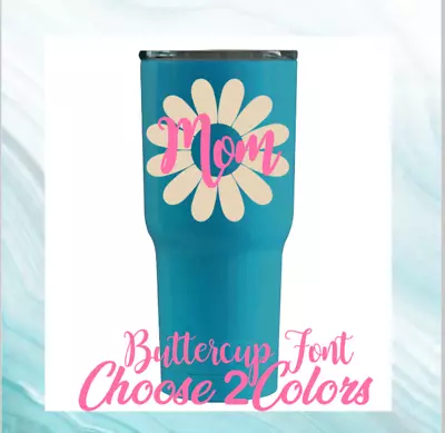 Monogram Vinyl Decal  For YetiRamblerTumbler Sticker With (Mom Flower Design) • $3.25