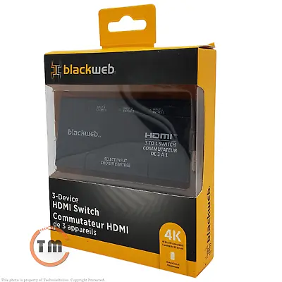 Blackweb 3-Port HDMI Switch With Remote (BWA18AV019-BWA18AV008C) - NEW™ • $16.44