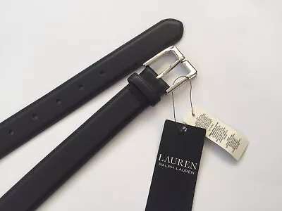 BNWT 100% Auth Ralph Lauren Mens Luxury Black Leather Belt & Logo. 38 / 95 Cm. • £49