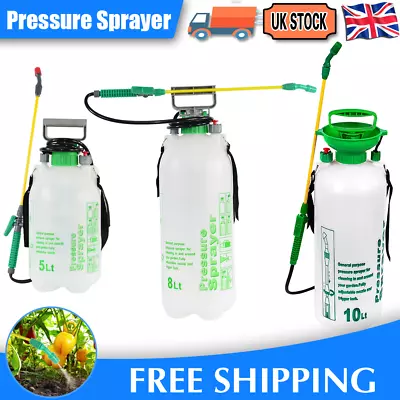 2/5/8/10L Garden Pressure Sprayer Portable Hand Pump Chemical Weed Spray Bottle • £12.99