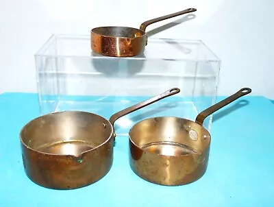 Vtg~Copper Nesting Measuring Cups W/ Spouts~Tin Lined~1/4~3/4~1 Cup~ Missing 3/4 • $9.99