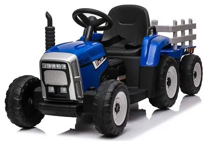 £127.95 • Buy Kids Farm Tractor And Trailer 12v Electric / Battery Ride On With Remote- Blue