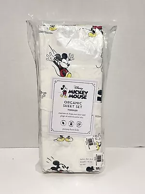 POTTERY BARN KIDS Disney Mickey Mouse Organic Toddler 3pc Sheets Set New Sealed • $44.97