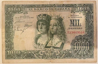 Spain: 1000 Pesetas Banknote From 1957 In Fine Condition. • £20