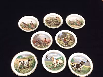 8 Vintage Myott England Miniature Hunting Scene Dogs Plates Display 3” Rare  • $18