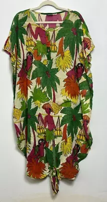 Vintage Nemuki Womens Maxi Dress Cover Up Free Size Native Print Hippy • $49.99