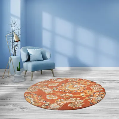 Hand Tufted Wool 8'x8' Round Area Rug Floral Rust BBH Homes BBK00151 • $237.55