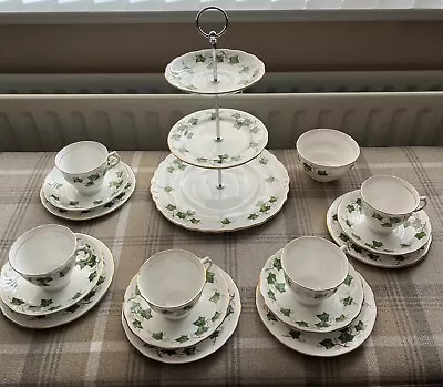 Vintage Colclough Bone China Tea Set & 3 Tier Cake Stand Ivy Leaf • £36