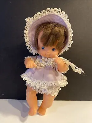 Vintage Baby Doll Hard Plastic Jointed W/ Bonnet Dress 6.5  Made In Hong Kong • $11.99