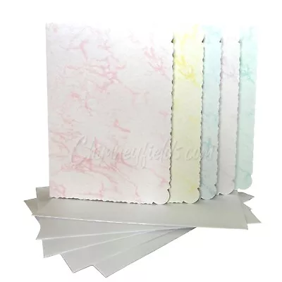 Pack Of 5 A6 Quality Coloured Marble Deckle Edge Greetings Cards With Envelopes • £2.49