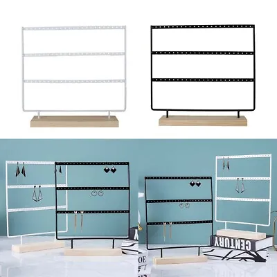 Earring Hanging Display Rack 66 Holes Jewelry Organizer Metal Stand Holder White • £9.68