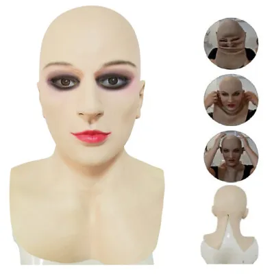 $23.98 • Buy Hot Latex Silicone Mask Realistic Female Woman Face Cover Crossdress Headgear US