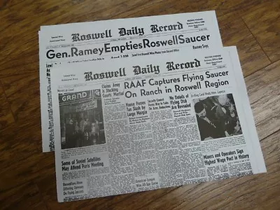 (A-54) July 8 & 9 1947 ROSWELL Crash Newspaper Front Pages UFO Alien Space Ship • $21.99