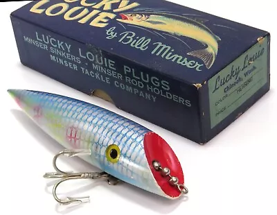 Lucky Louie Bill Minser Vintage Plastic Plug Fishing Lure Box - Herring • $29.99