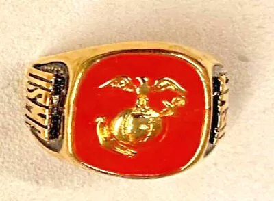 Marine Ring Military Red Black Insignia Yellow Gold US Made Size 9 11 12 13 New • $26.24