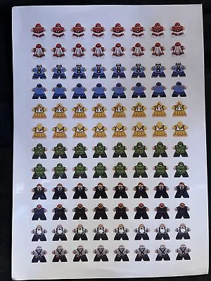 Meeple 96 Stickers Sheet | For 48 Front-and-Back Pieces | 6 Colors 16 Each |NEW • $10.39