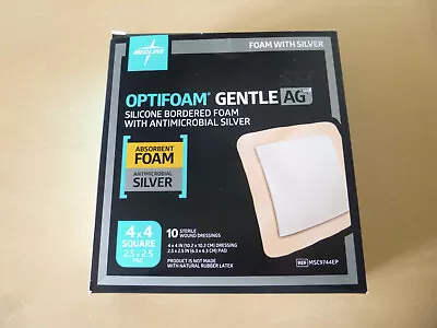 10 Box Optifoam Gentle 4  X 4  Silicone Foam Border Silver AG Dressing MSC9744EP • $29.95