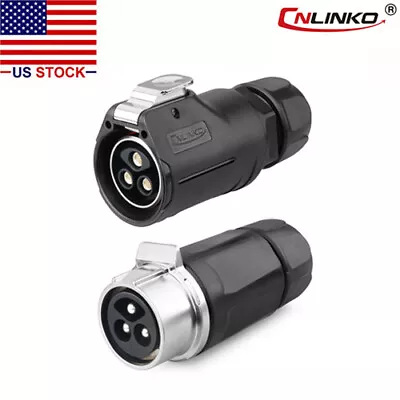 CNLINKO 3 Pin 50A Power Connector Cable To Cable Extension Waterproof IP67 • $50.54