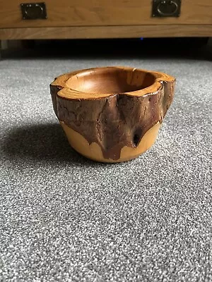 Wooden Yew Carved Bowl Signed  • £7