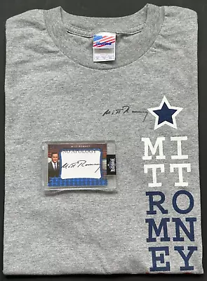 US Senator Mitt Romney Utah Signed Auto 2/4 Card + XL Signed Campaign Shirt NEW • $89.95