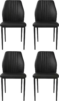 2PC/ 4PC Modern PU Leather Armless Chairs For Dining Kitchen Room W/ Steel Leg • £169.59
