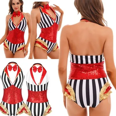 Women Circus Ringmaster Bodysuit Leotard Halloween Showman Performance Costume • $9.33