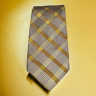 TED BAKER Yellow Gold Geometric Stripe Men's Silk Tie Neck Tie Neckwear USA • $12