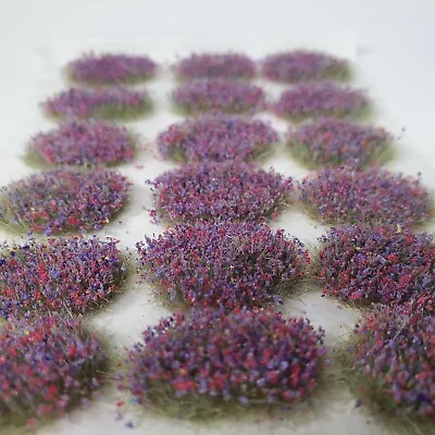 Self Adhesive Static Grass Tufts For Miniature Scenery-XL Violet/Red Flowers-4mm • $12.49