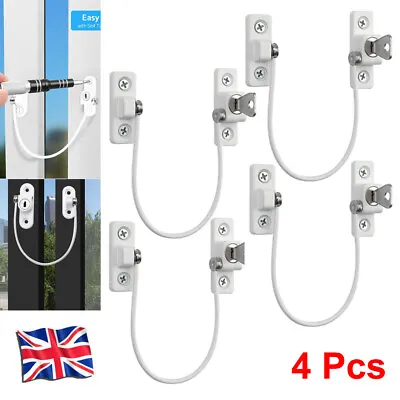 4X Home Windows Door Cable Restrictor Child Baby Safety Security Lock Catch Wire • £8.68