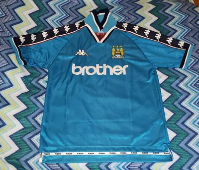 1990s Kappa Manchester City F.C. Soccer Jersey Men's Medium • $74.99