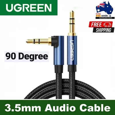 Ugreen 90 Degree Right Angle 3.5mm Male To Male Braid Aux Stereo Audio Cable 2m • $11.95