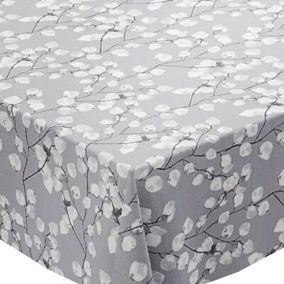 Honesty Floral Grey Linen Tex PVC Vinyl Wipe Clean Oilcloth Tablecloth • £7.99