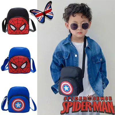 Kids Marvel Spiderman Shoulder Bag The Avengers Superhero Boys Crossbody Bags UK • £10.79