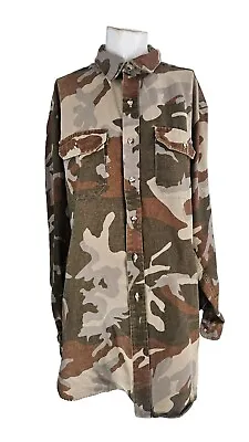 3944 Cabela's Camo Shirt Mens Vintage Corduroy Collar Polyester Hunting XLT • $28.69