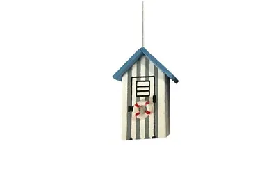 Nautical Grey & White Wooden Beach Hut Bathroom Light Pull With Cord & Connector • £8.25
