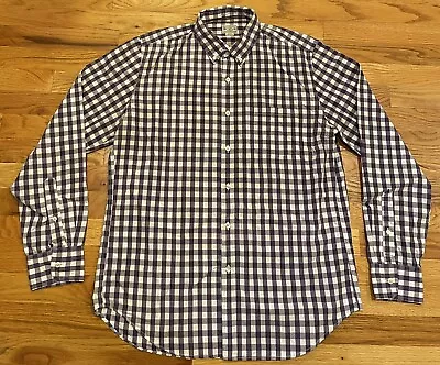 Tailored By J. Crew Shirt Mens Sz Large White Blue Check Button Down Long Sleeve • $9.99