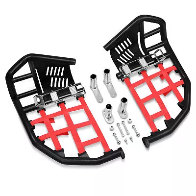 Fits Yamaha YFZ 450 Nerf Bars Pro Peg Heel Guard Black Bars With Red Nets • $169.76