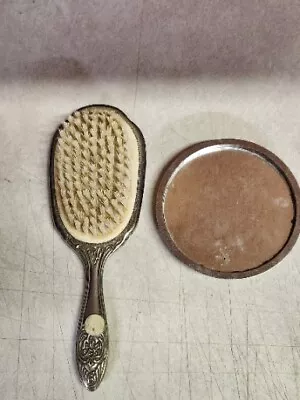 Vintage Silver Plate Brush And Mirror Set - Beautiful Design • $0.99