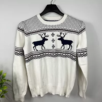 St. John's Bay Christmas Winter Sweater W/ Moose And Snowflakes Warm Cabin Sz. L • $24.90