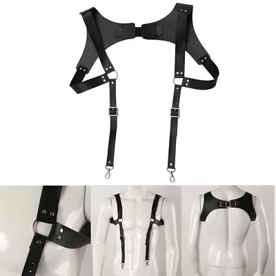 Adjustable Leather Shoulder Chest Belt Suspender Harness Belt Strap Unisex Black • $14.39