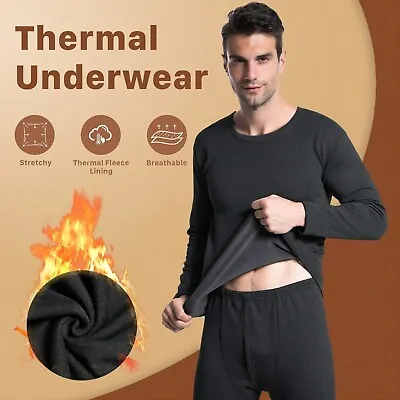 Men's Long Johns Set Thermal Underwear Top Bottom Set Fleece Lined Winter Warm • $32.99