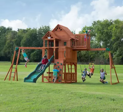 £2599.90 • Buy Kids Garden Playhouse Outdoor Children Slide Large Swing Set Wooden Tree House